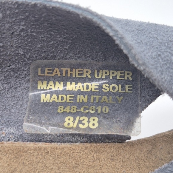 A. Giannetti Shoes Womens Size‎ 8 38 Gray Suede Leather Wedge Sandals Made Italy - Picture 12 of 13